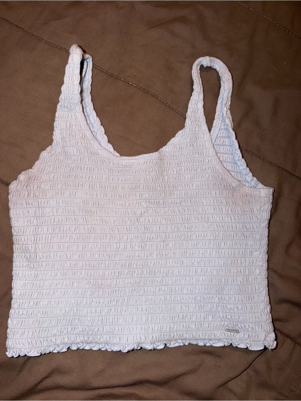 Hollister White Smocked Crop Tank
